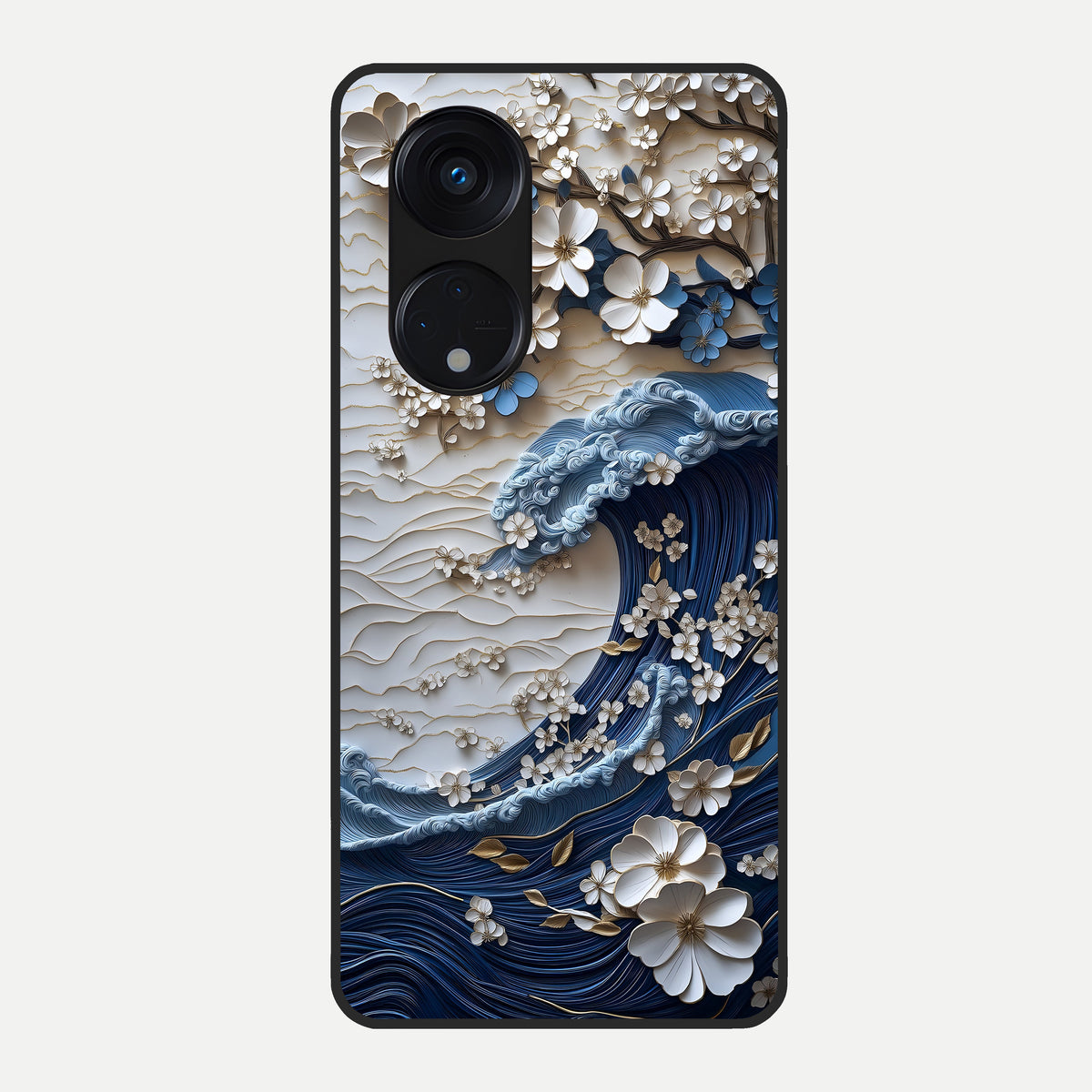  Blossom Wave Art Glass Case For Oppo Reno 8T 5G back cover – full design glossy printed glass finish