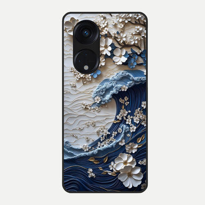  Blossom Wave Art Glass Case For Oppo Reno 8T 5G back cover – full design glossy printed glass finish