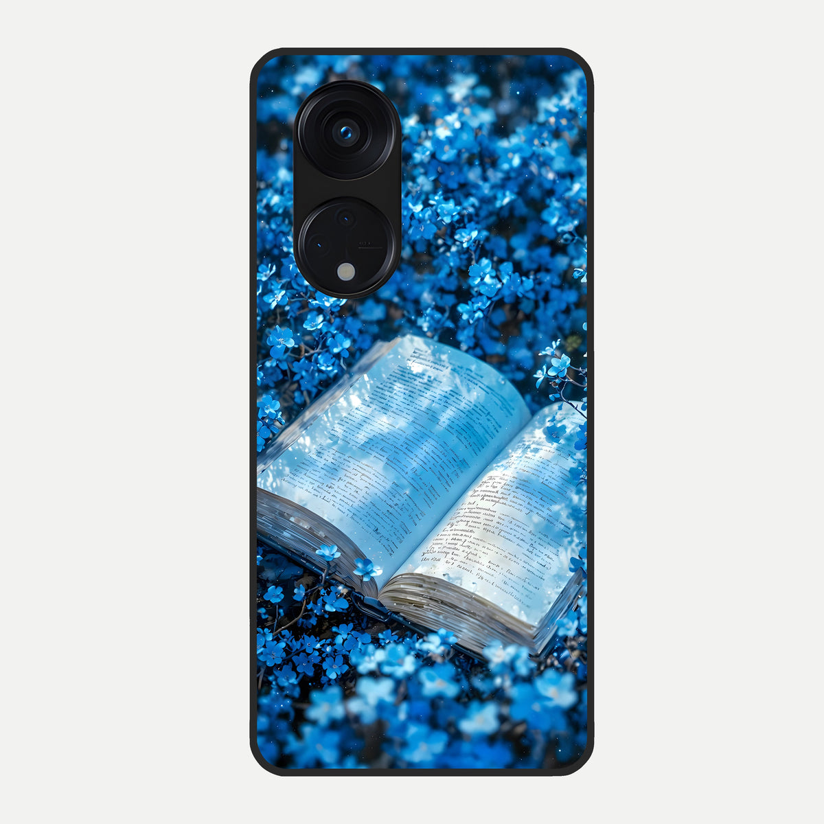  Blue Bloom Tales Glass Case For Oppo Reno 8T 5G back cover – full design glossy printed glass finish