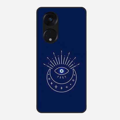  Blue Evil Eye Glass Case For Oppo Reno 8T 5G back cover – full design glossy printed glass finish