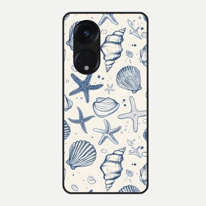  Blue Ocean Outline Glass Case For Oppo Reno 8T 5G back cover – full design glossy printed glass finish