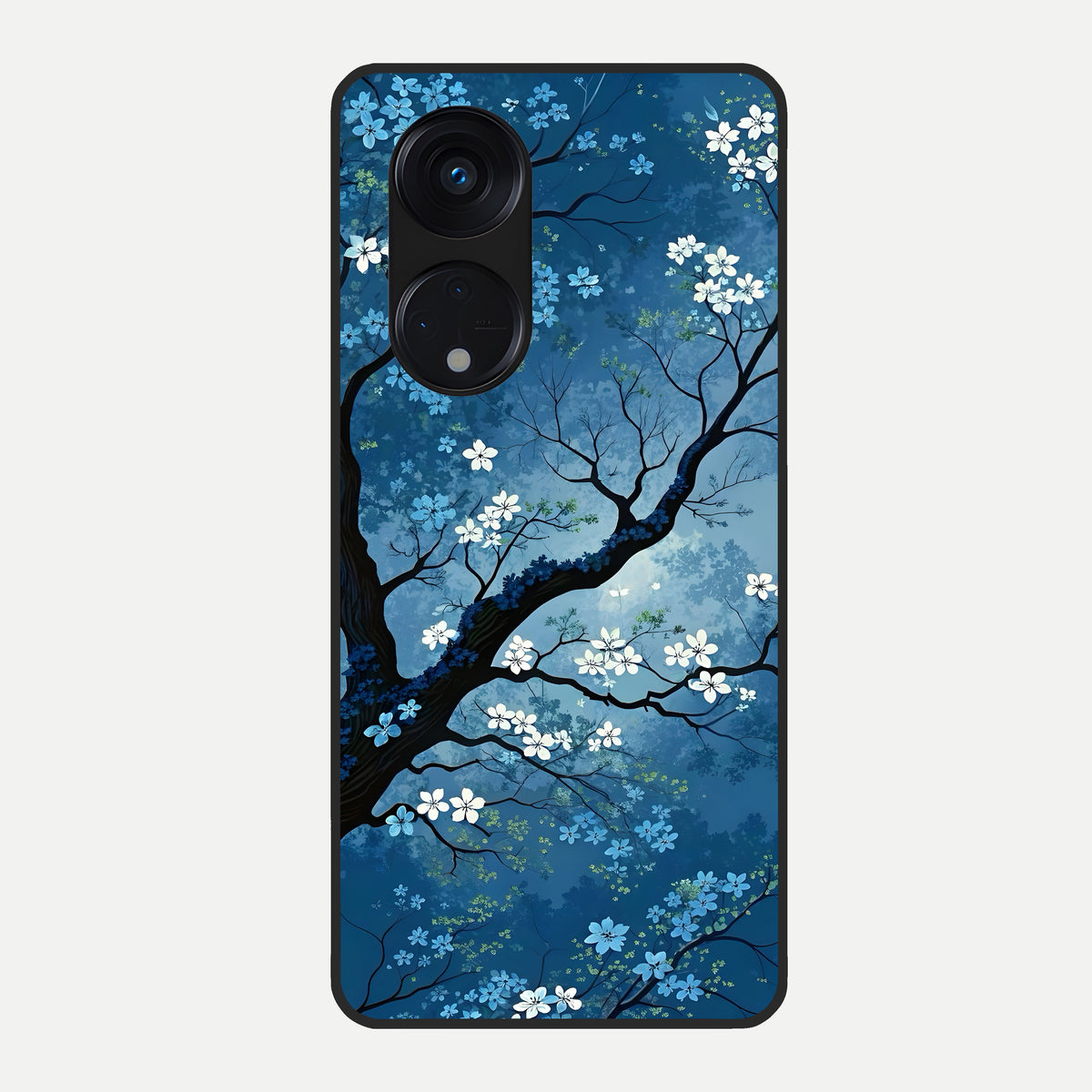  Blue Tree Serenity Glass Case For Oppo Reno 8T 5G back cover – full design glossy printed glass finish