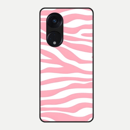  Blush Zebra Flow Glass Case For Oppo Reno 8T 5G back cover – full design glossy printed glass finish