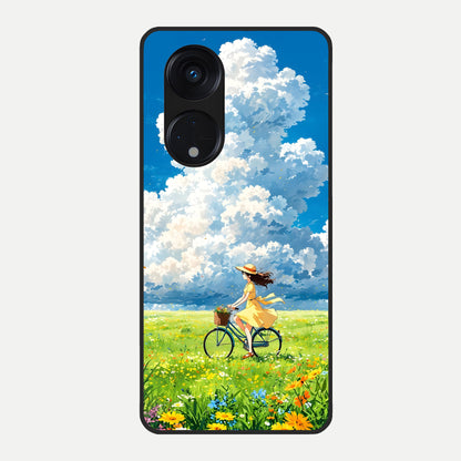  Breezy Meadow Ride Glass Case For Oppo Reno 8T 5G back cover – full design glossy printed glass finish