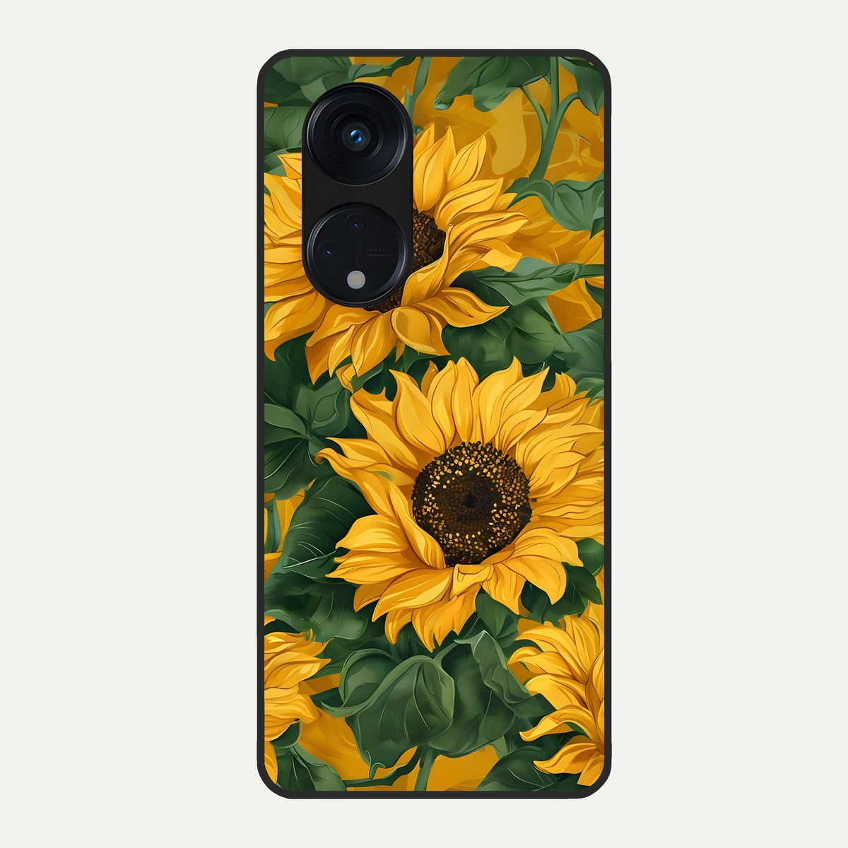  Bright Sunflower Bloom Glass Case For Oppo Reno 8T 5G back cover – full design glossy printed glass finish