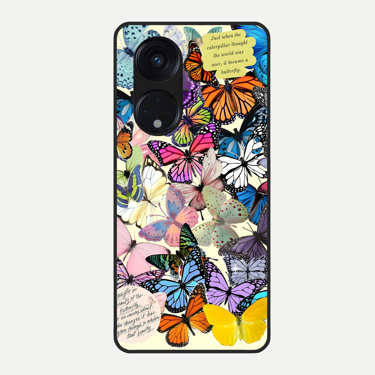  Butterflies Petal Dream Glass Case For Oppo Reno 8T 5G back cover – full design glossy printed glass finish