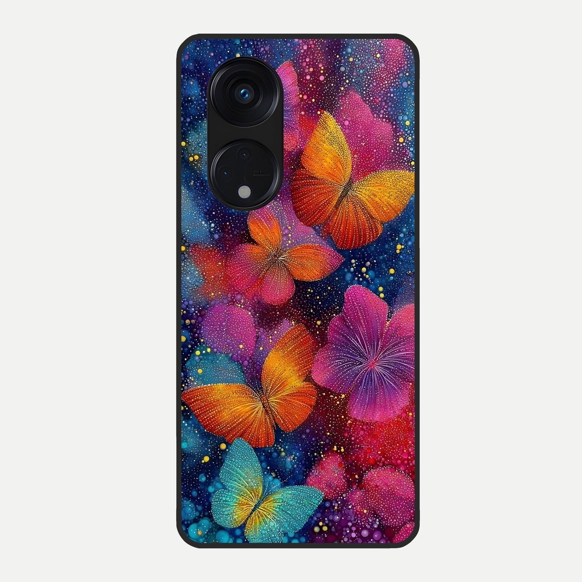  Butterfly Dream Mist Glass Case For Oppo Reno 8T 5G back cover – full design glossy printed glass finish