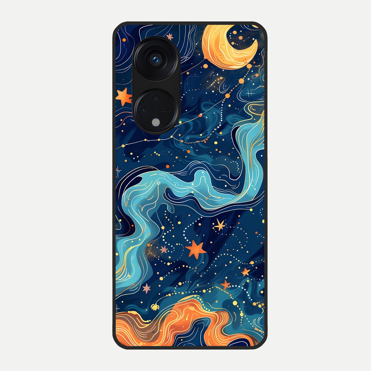  Celestial Dream Flow Glass Case For Oppo Reno 8T 5G back cover – full design glossy printed glass finish