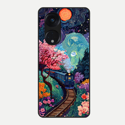  Celestial Train Journey Glass Case For Oppo Reno 8T 5G back cover – full design glossy printed glass finish