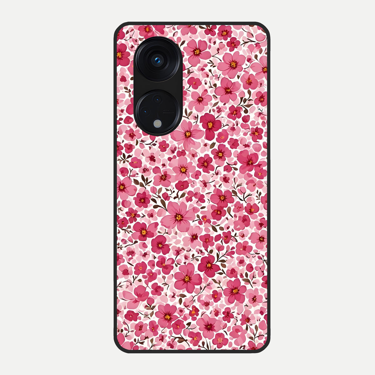  Cherry Blossom Charm Glass Case For Oppo Reno 8T 5G back cover – full design glossy printed glass finish
