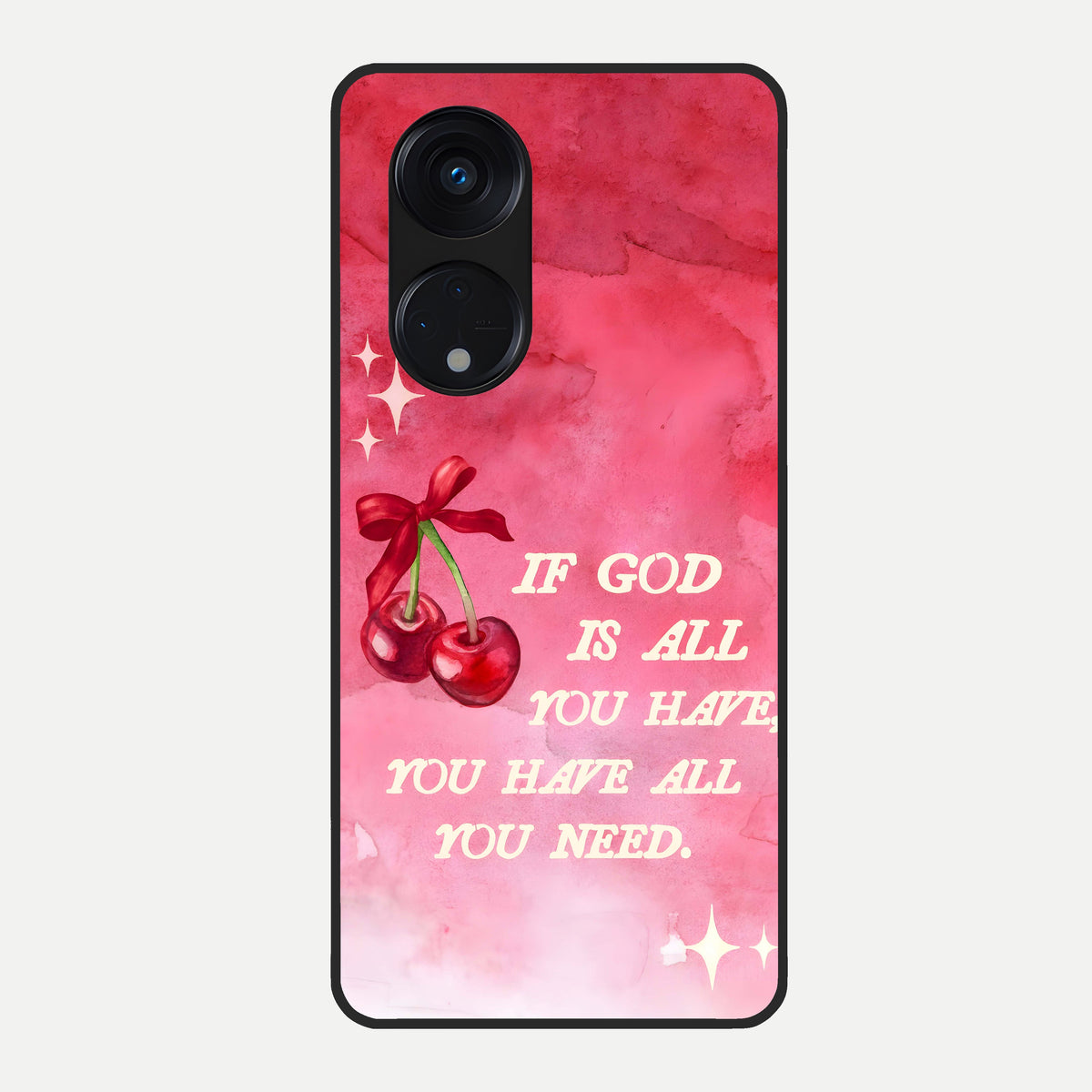  Cherry Quote Glass Case For Oppo Reno 8T 5G back cover – full design glossy printed glass finish