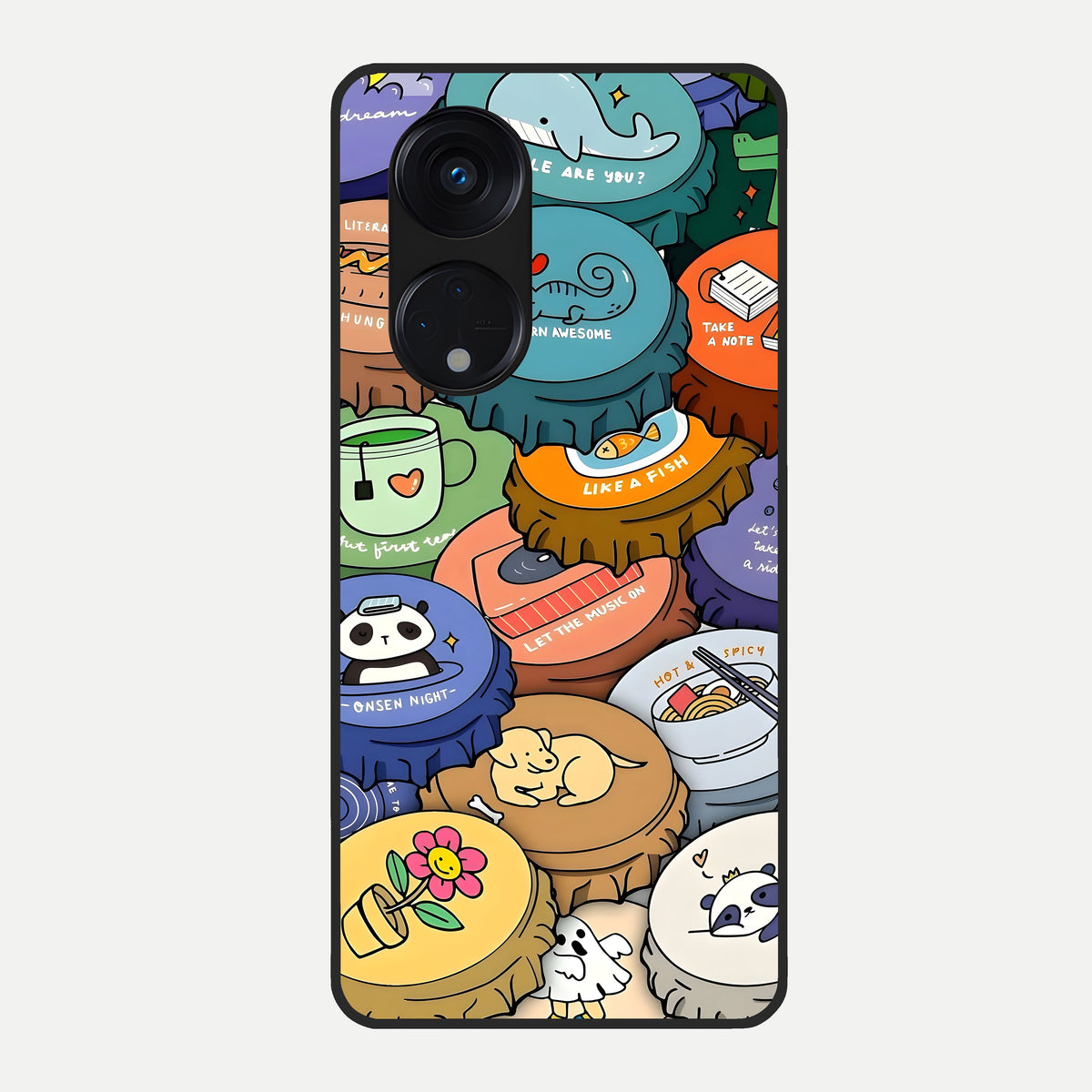  Coins Patterns Glass Case For Oppo Reno 8T 5G back cover – full design glossy printed glass finish
