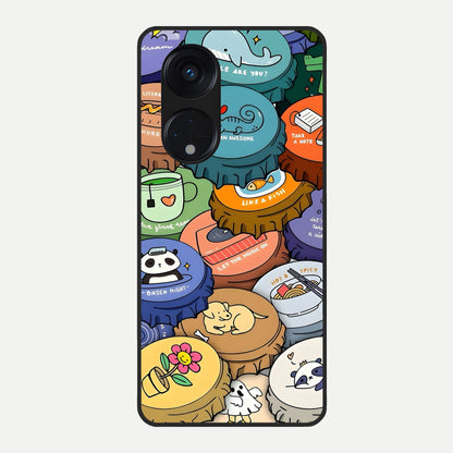  Coins Patterns Glass Case For Oppo Reno 8T 5G back cover – full design glossy printed glass finish