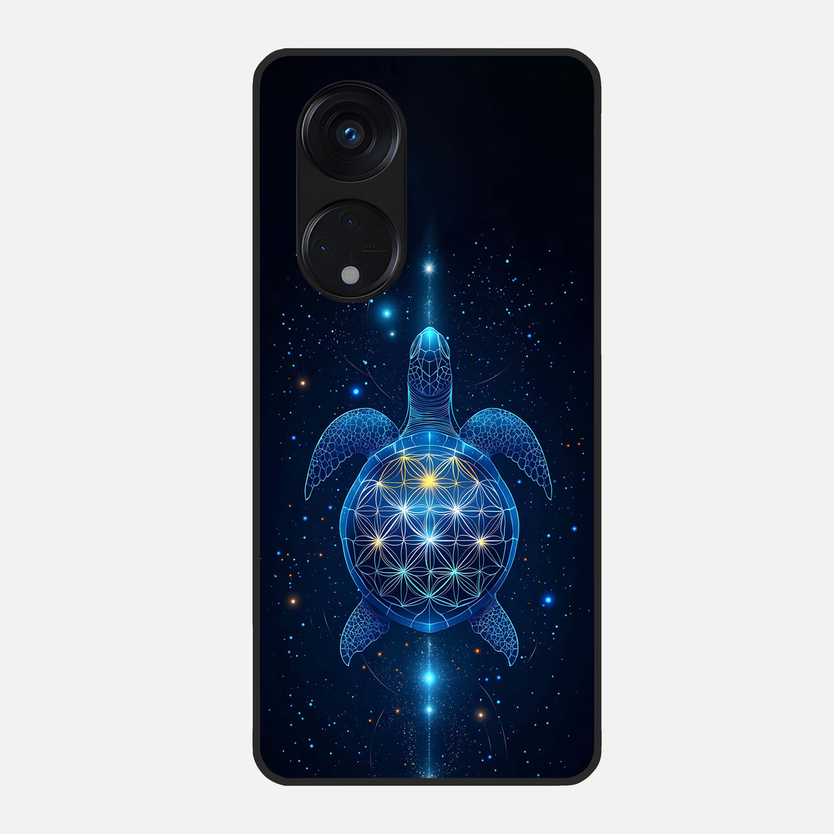  Crimson Blue Turtle Glass Case For Oppo Reno 8T 5G back cover – full design glossy printed glass finish