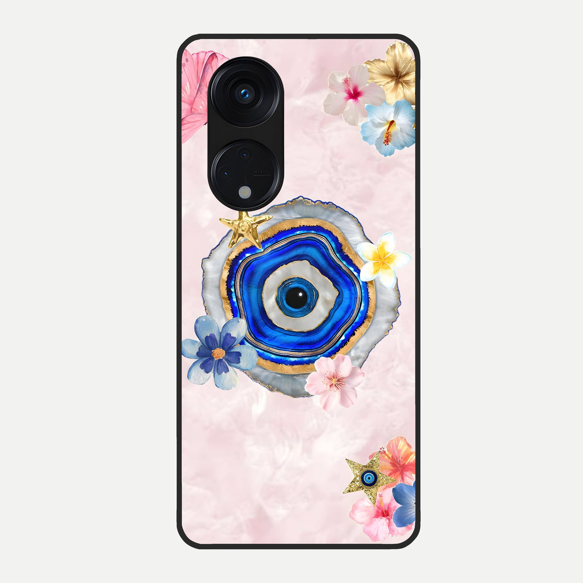  Divine Aura Bloom Glass Case For Oppo Reno 8T 5G back cover – full design glossy printed glass finish