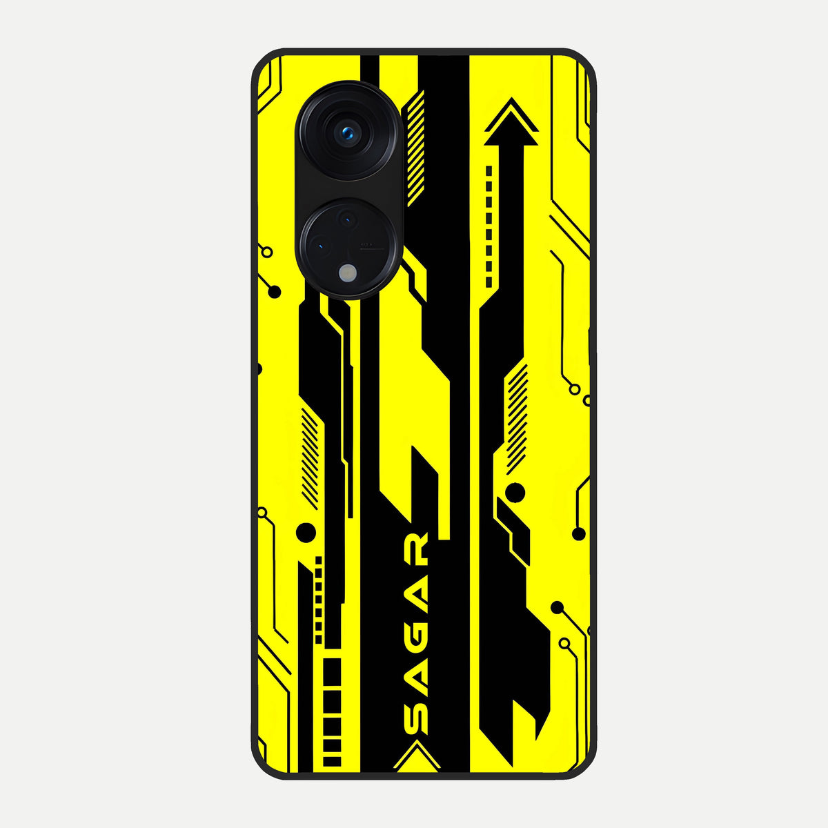  Electric Pulse CYBERPUNK Custom Name Glass Case For Oppo Reno 8T 5G back cover – full design glossy printed glass finish