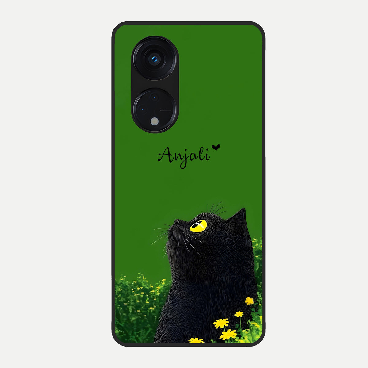  Emerald Cat Custom Name Glass Case For Oppo Reno 8T 5G back cover – full design glossy printed glass finish