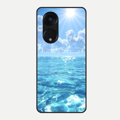  Endless Ocean Horizon Glass Case For Oppo Reno 8T 5G back cover – full design glossy printed glass finish