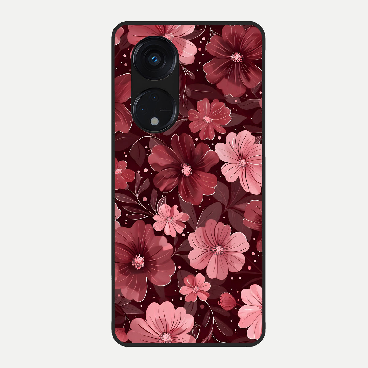 Flower Blush Bloom Glass Case For Oppo Reno 8T 5G back cover – full design glossy printed glass finish