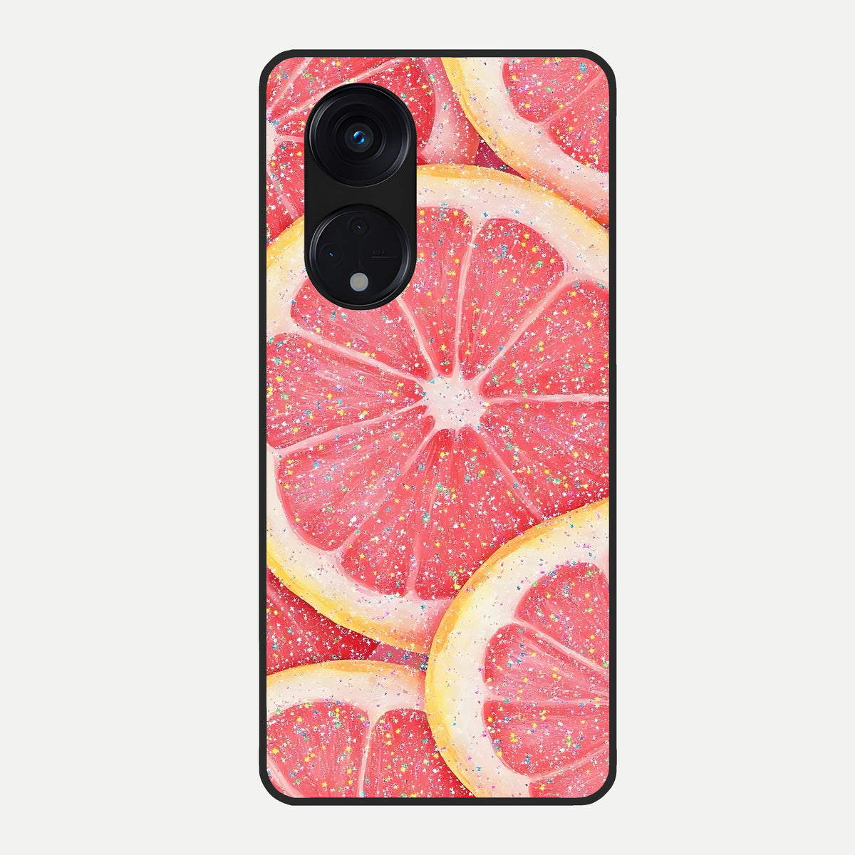  Glitter Grapefruit Glass Case For Oppo Reno 8T 5G back cover – full design glossy printed glass finish