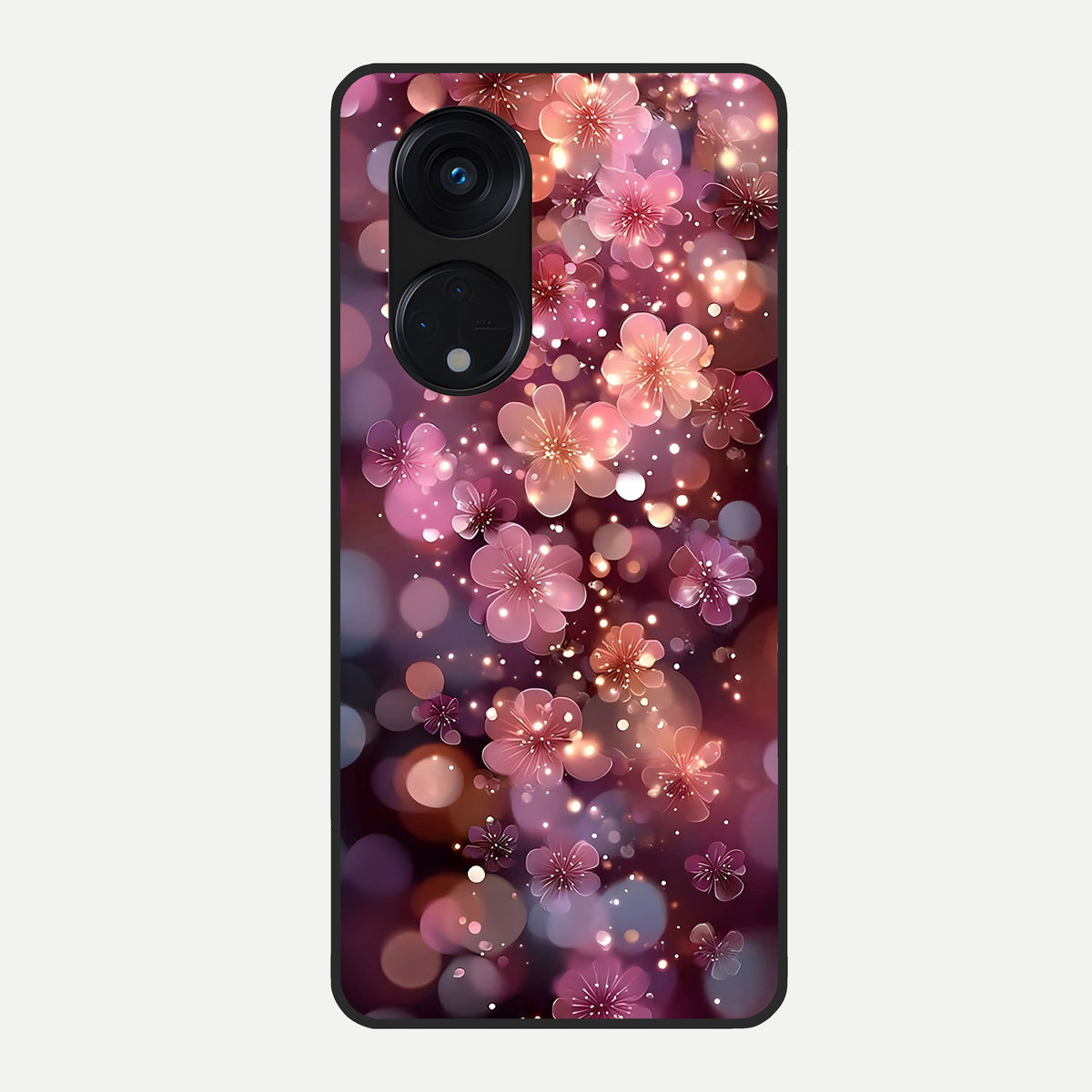  Glowing Petal Bliss Glass Case For Oppo Reno 8T 5G back cover – full design glossy printed glass finish