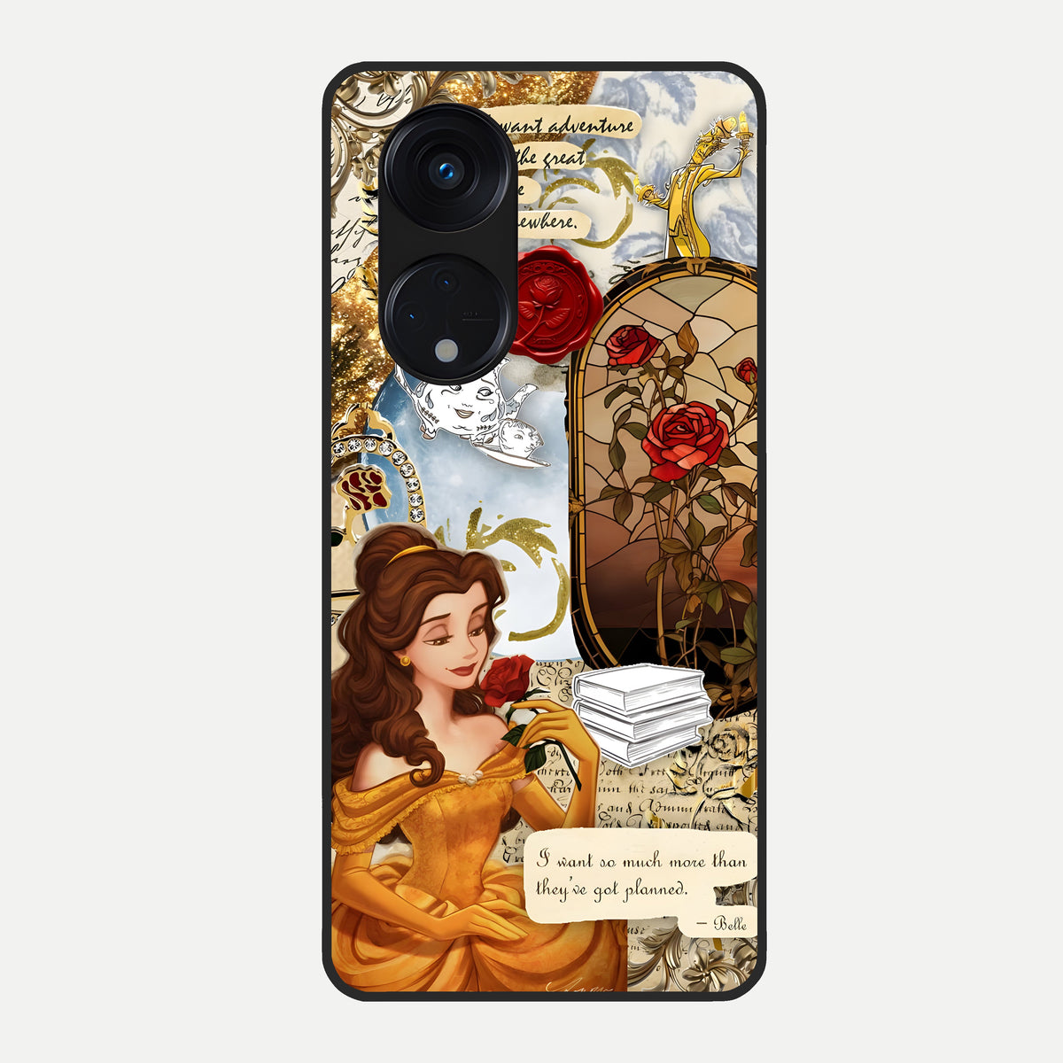  Golden Dream Belle Glass Case For Oppo Reno 8T 5G back cover – full design glossy printed glass finish