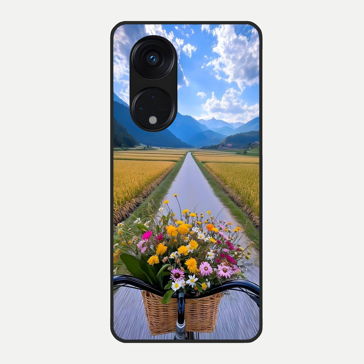  Golden Field Journey Glass Case For Oppo Reno 8T 5G back cover – full design glossy printed glass finish