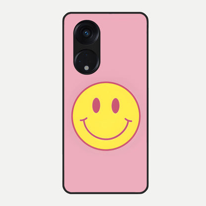  Happy Pink Mood Glass Case For Oppo Reno 8T 5G back cover – full design glossy printed glass finish