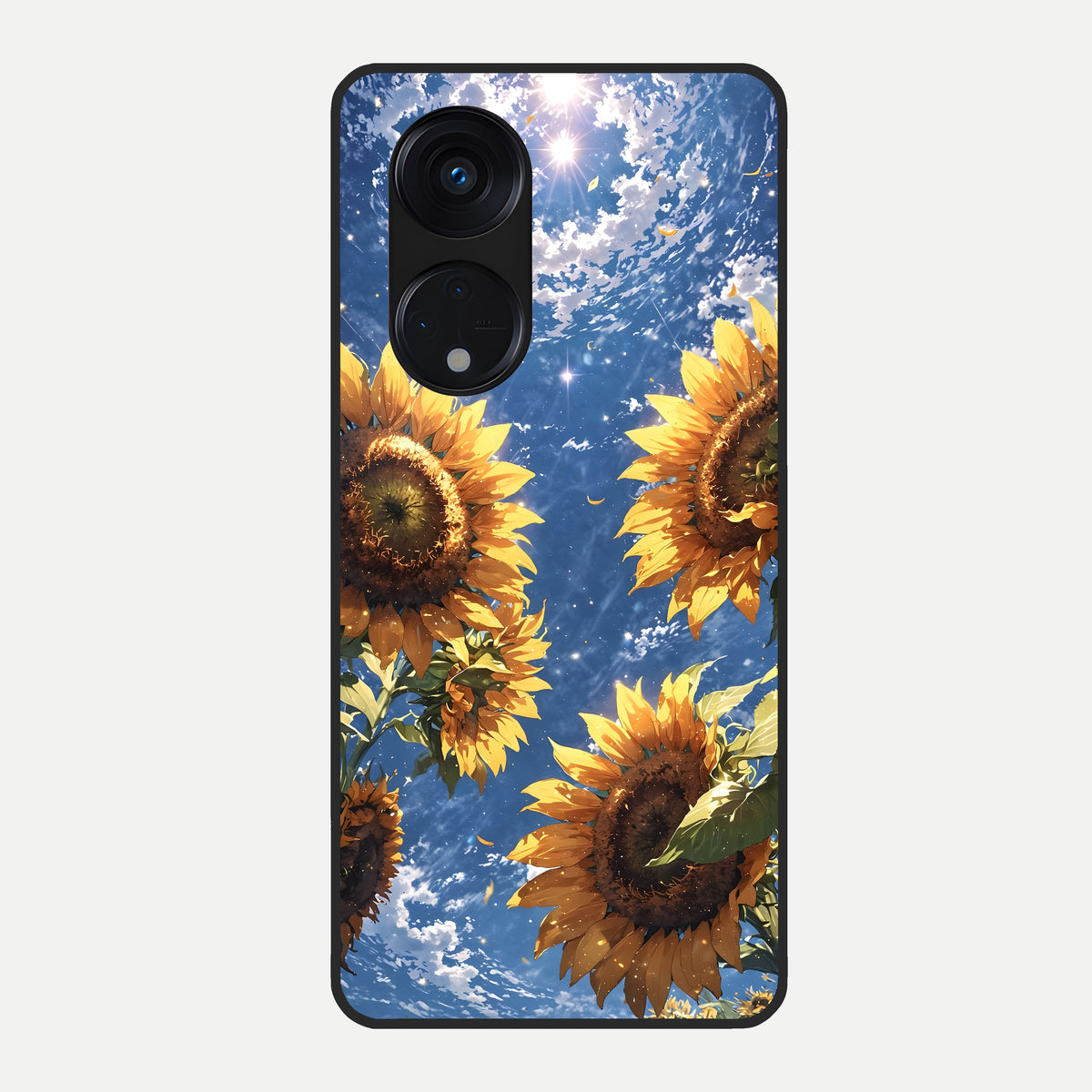  Heavenly Sunflower Rise Glass Case For Oppo Reno 8T 5G back cover – full design glossy printed glass finish