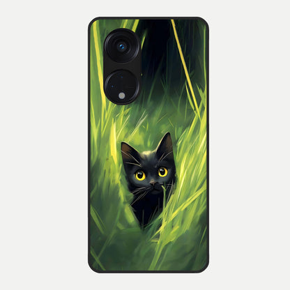  Hidden Cat Whisper Glass Case For Oppo Reno 8T 5G back cover – full design glossy printed glass finish