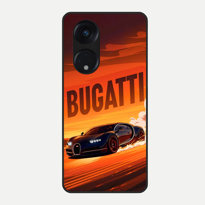  Inferno Bugatti Storm Glass Case For Oppo Reno 8T 5G back cover – full design glossy printed glass finish