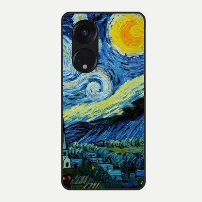  Inspired Van Gogh Art Glass Case For Oppo Reno 8T 5G back cover – full design glossy printed glass finish