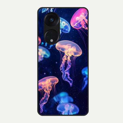  Jellyfish Pattern Glass Case For Oppo Reno 8T 5G back cover – full design glossy printed glass finish
