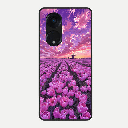  Lavender Dream Skies Glass Case For Oppo Reno 8T 5G back cover – full design glossy printed glass finish