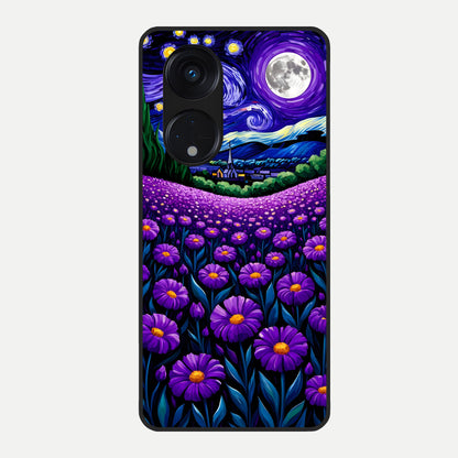  Lavender Moon Field Glass Case For Oppo Reno 8T 5G back cover – full design glossy printed glass finish