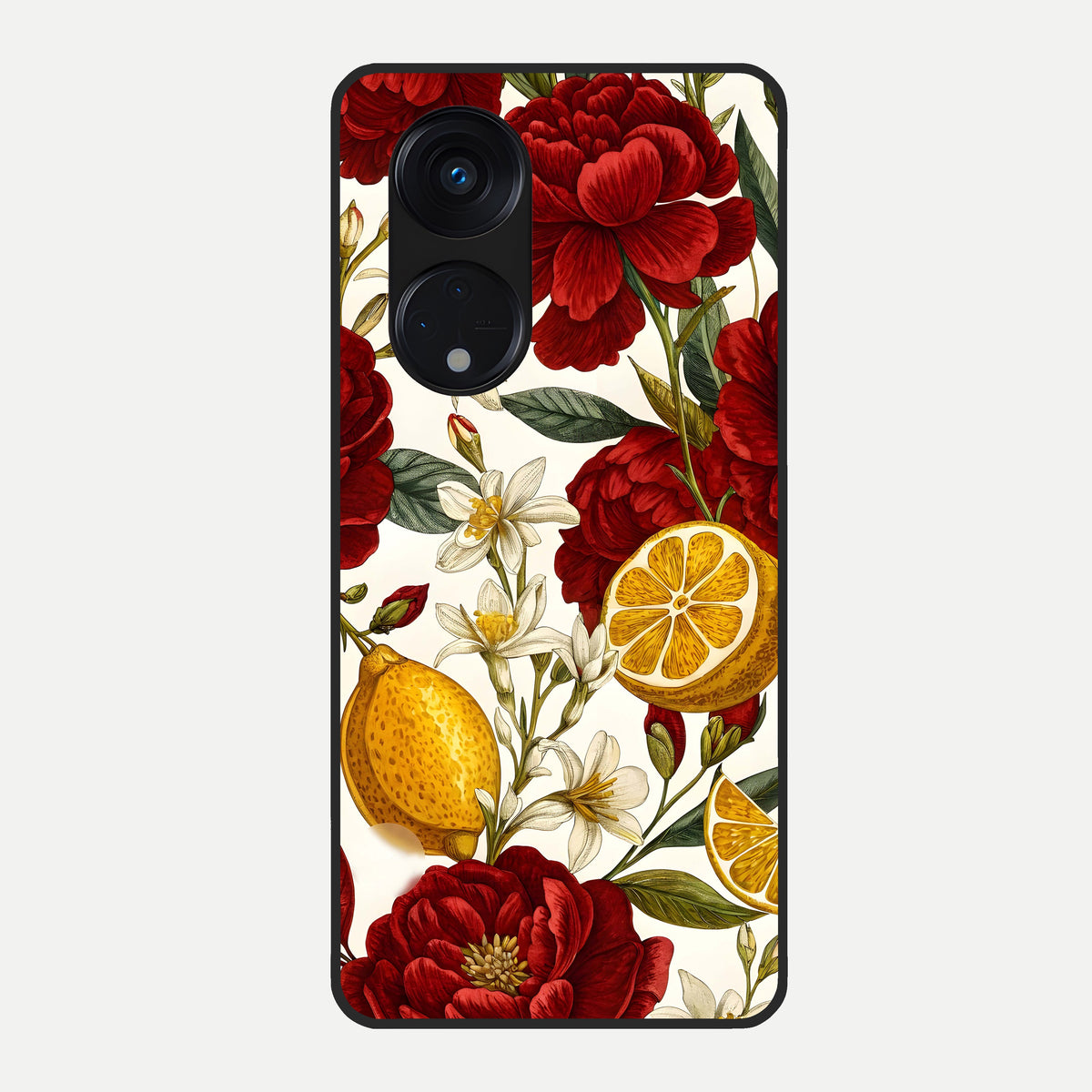  Lemon Rose Charm Glass Case For Oppo Reno 8T 5G back cover – full design glossy printed glass finish