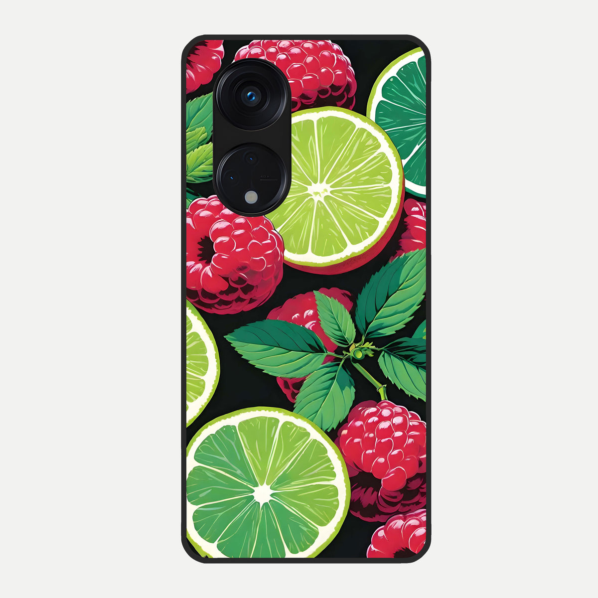  Lime and Raspberry Pattern Glass Case For Oppo Reno 8T 5G back cover – full design glossy printed glass finish