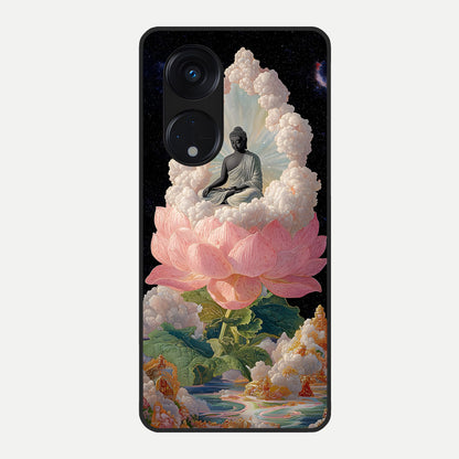  Lotus Divine Peace Glass Case For Oppo Reno 8T 5G back cover – full design glossy printed glass finish