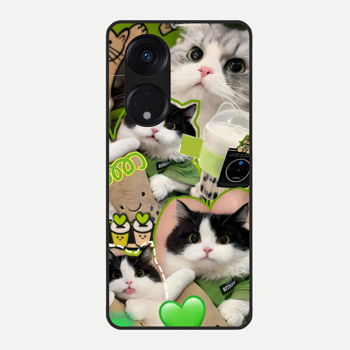 Matcha Cats Mood Glass Case For Oppo Reno 8T 5G back cover – full design glossy printed glass finish