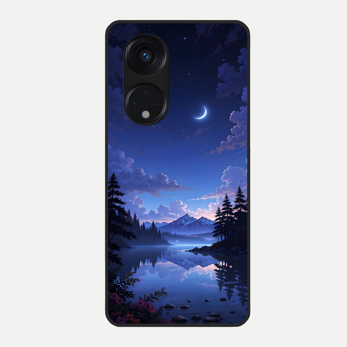  Midnight Lake Peace Glass Case For Oppo Reno 8T 5G back cover – full design glossy printed glass finish