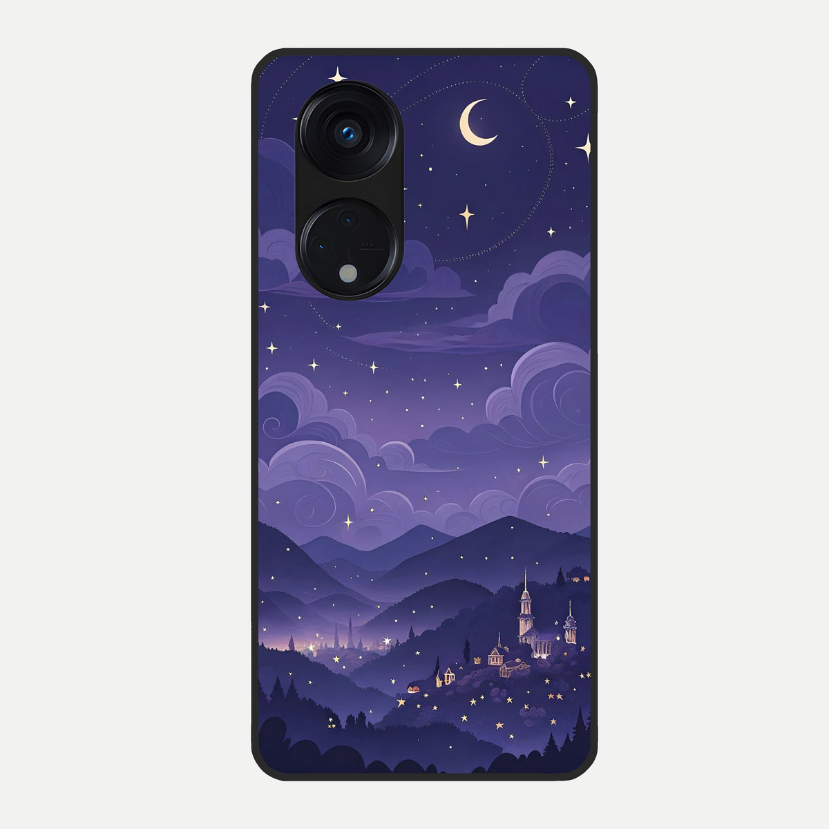  Minimal Night View Glass Case For Oppo Reno 8T 5G back cover – full design glossy printed glass finish