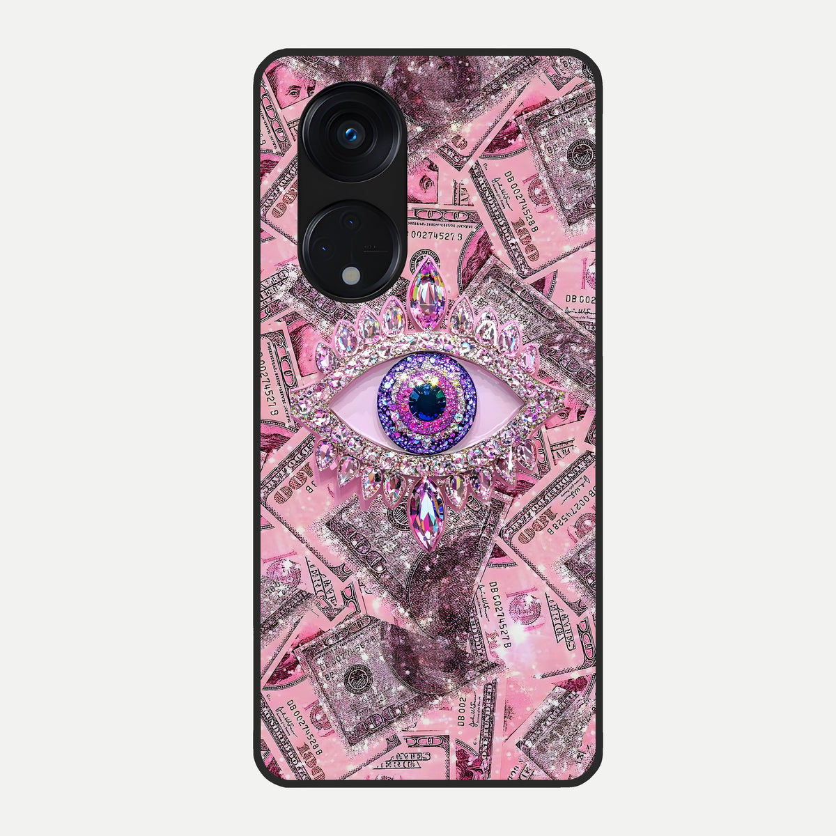  Money Eye Luxe Glass Case For Oppo Reno 8T 5G back cover – full design glossy printed glass finish