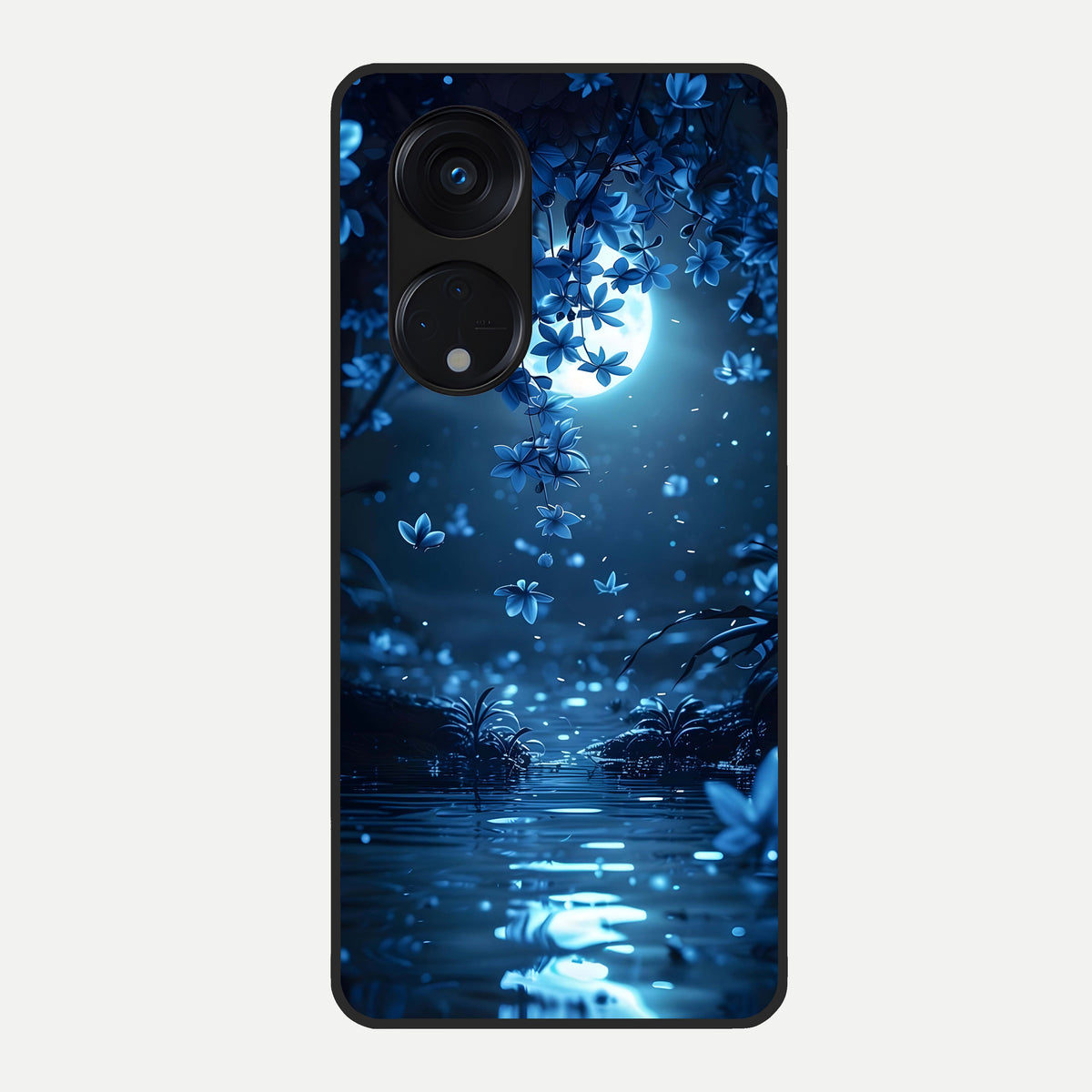  Moonlight Petal Dream Glass Case For Oppo Reno 8T 5G back cover – full design glossy printed glass finish