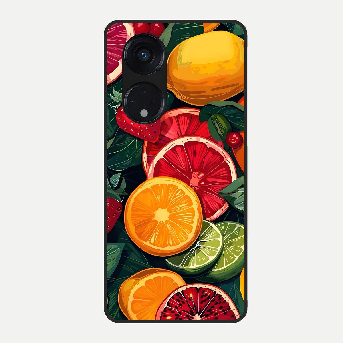  Multiple Fruits Glass Case For Oppo Reno 8T 5G back cover – full design glossy printed glass finish