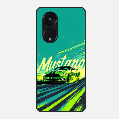  Mustang Bang Glass Case For Oppo Reno 8T 5G back cover – full design glossy printed glass finish