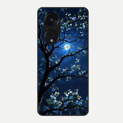  Mystic Floral Night Glass Case For Oppo Reno 8T 5G back cover – full design glossy printed glass finish