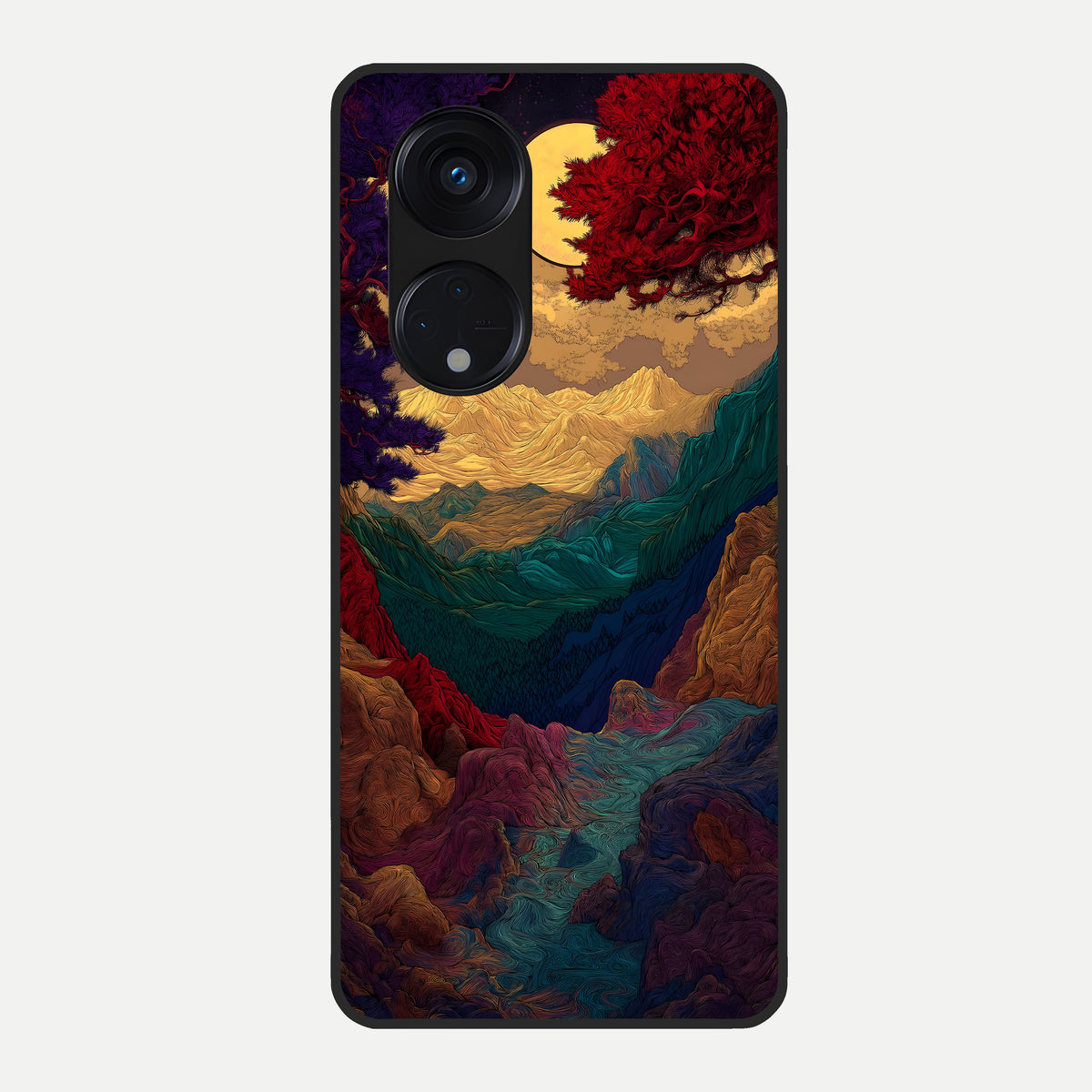  Mystic Valley Light Glass Case For Oppo Reno 8T 5G back cover – full design glossy printed glass finish