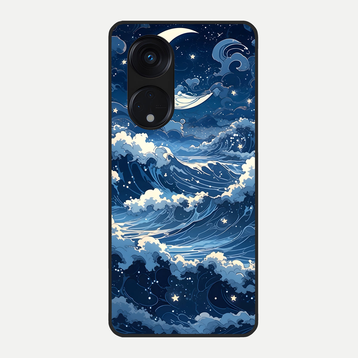 Ocean Moon Waves Glass Case For Oppo Reno 8T 5G back cover – full design glossy printed glass finish
