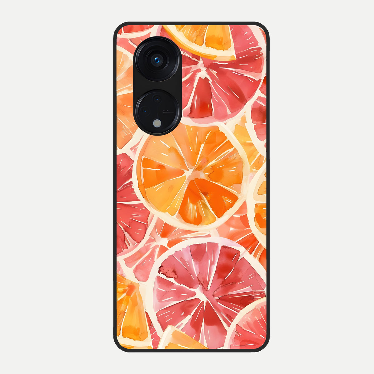  Orange Fruits Pattern Glass Case For Oppo Reno 8T 5G back cover – full design glossy printed glass finish