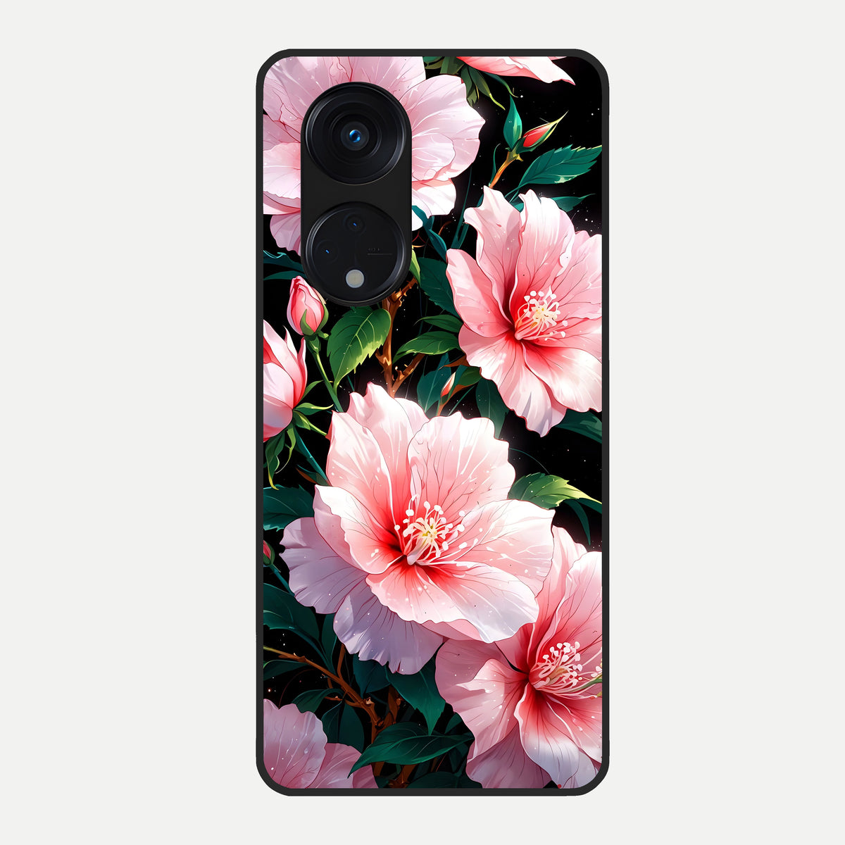  Peach Flower Glass Case For Oppo Reno 8T 5G back cover – full design glossy printed glass finish